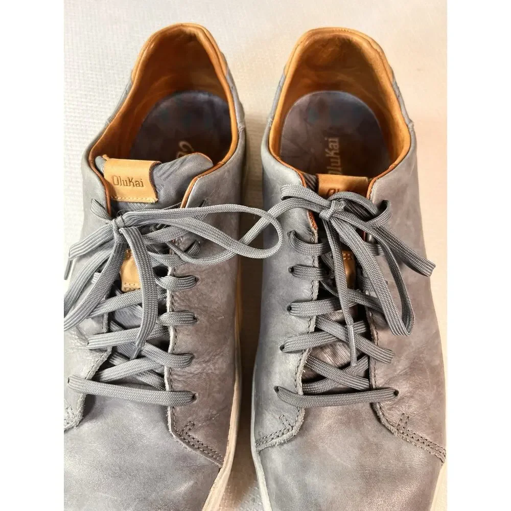 Olukai Lae‘ahi Lī ‘Ili Men Gray‎ Waterproof Leather Sneakers Size US M 11 Shoes